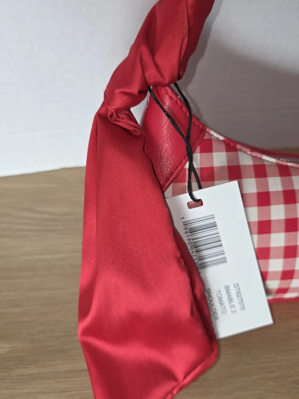 Steve Madden BMABLE 2 Tomato Shoulder Bag Gingham Print